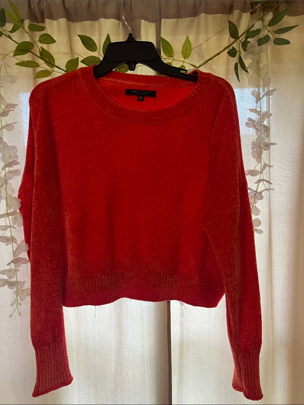 Romeo & Juliet Couture Orange Chenille Crewneck Sweater